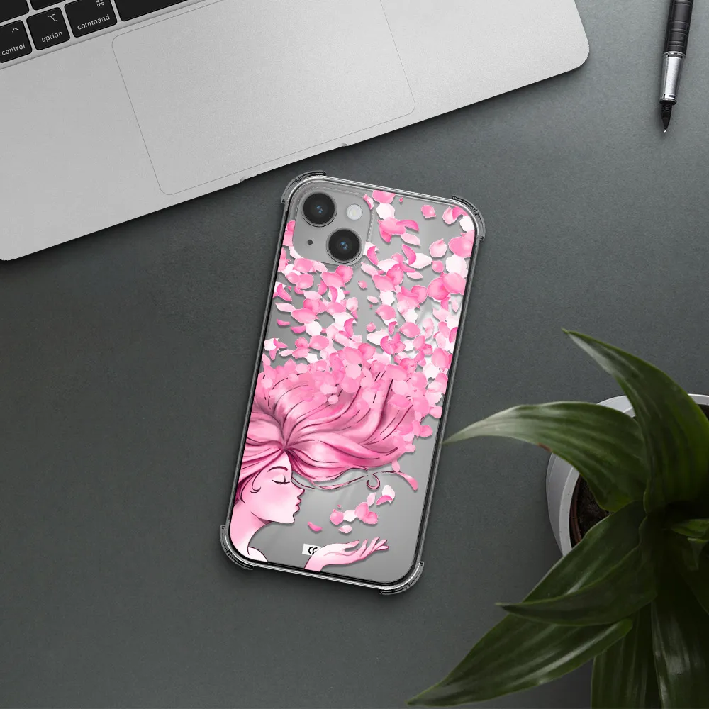 Sakura Leaves Hair Apple iPhone 14 plus Clear PC Case