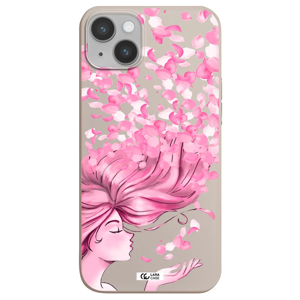 Sakura Leaves Hair Apple iPhone 14 plus Silicone Stone Case