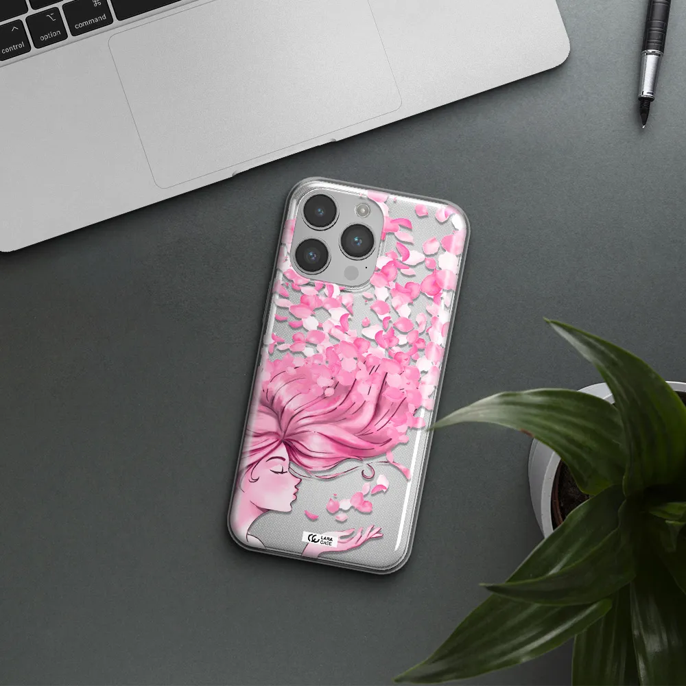 Sakura Leaves Hair Apple iPhone 14 pro Clear TPU Case