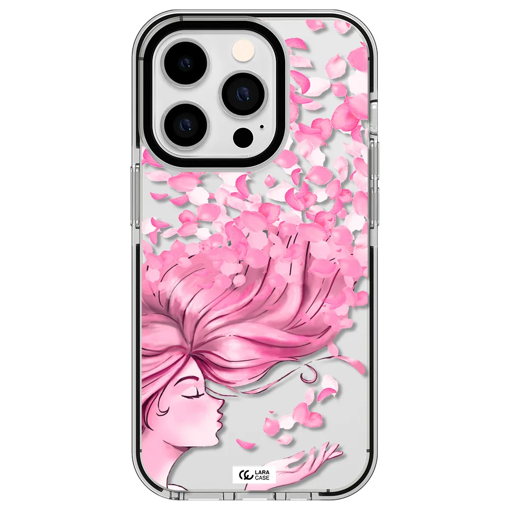 Sakura Leaves Hair Apple iPhone 14 pro impact black border Case
