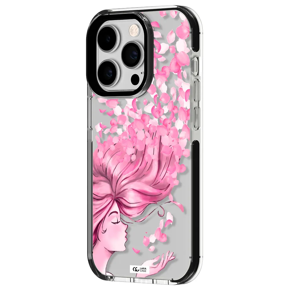 Sakura Leaves Hair Apple iPhone 14 pro impact black border Case