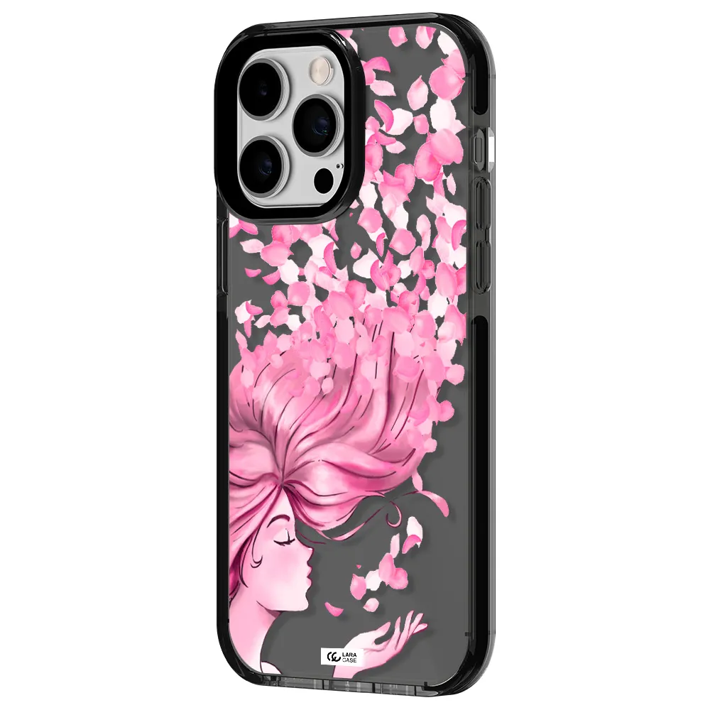 Sakura Leaves Hair Apple iPhone 14 pro max impact Smoke Black Case