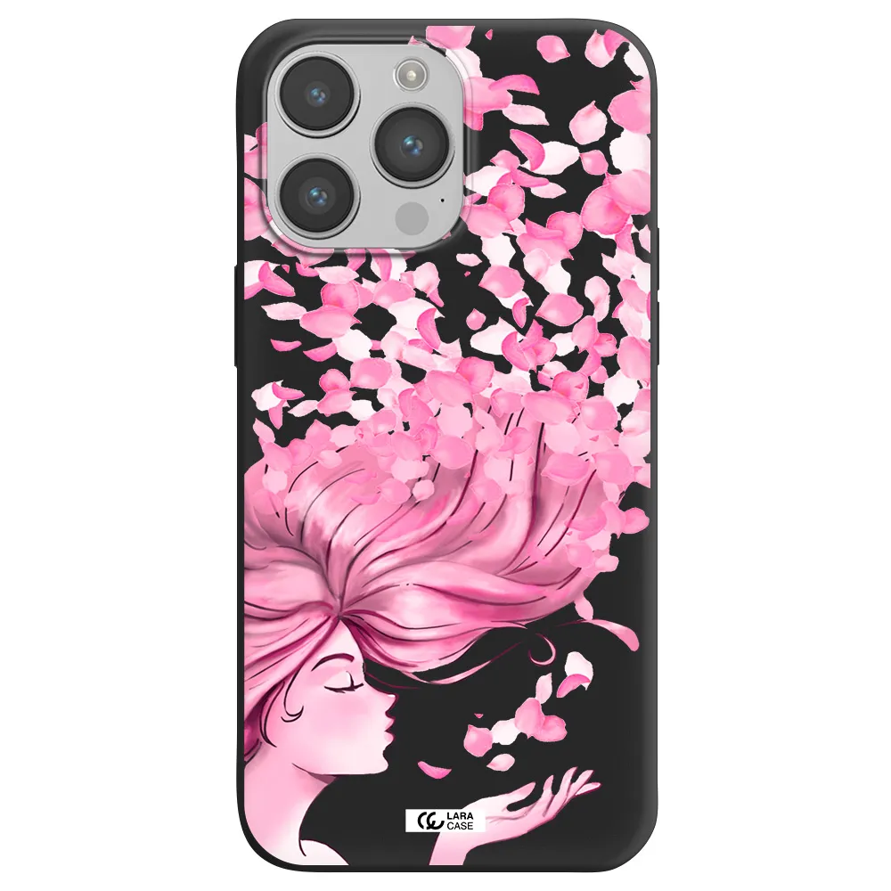 Sakura Leaves Hair Apple iPhone 14 pro Silicone black Case