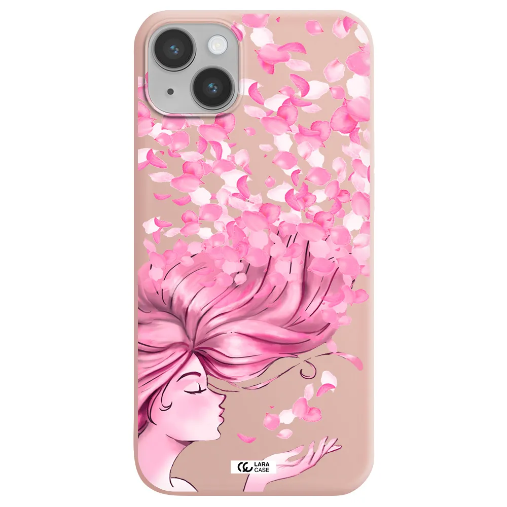 Sakura Leaves Hair Apple iPhone 14 Silicone pastel pink Case