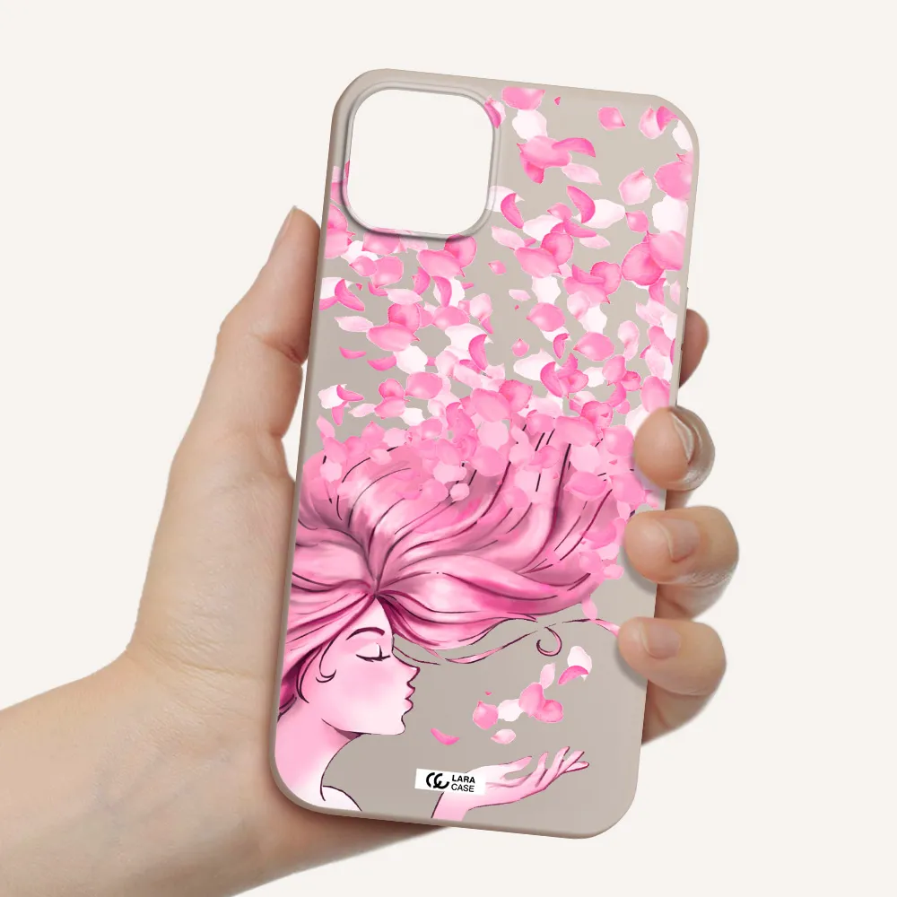 Sakura Leaves Hair Apple iPhone 14 Silicone Stone Case
