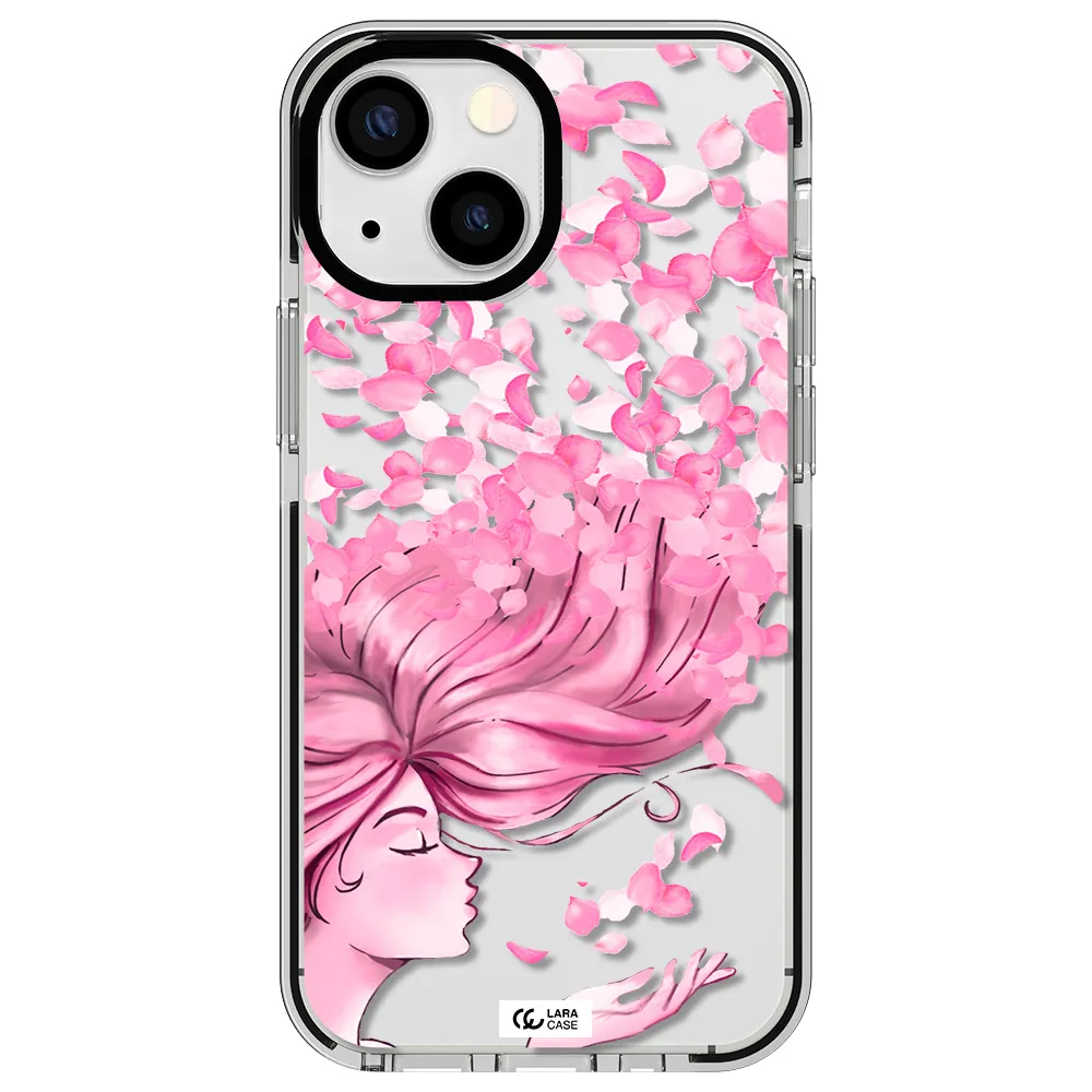 Sakura Leaves Hair Apple iPhone 15 impact black border Case
