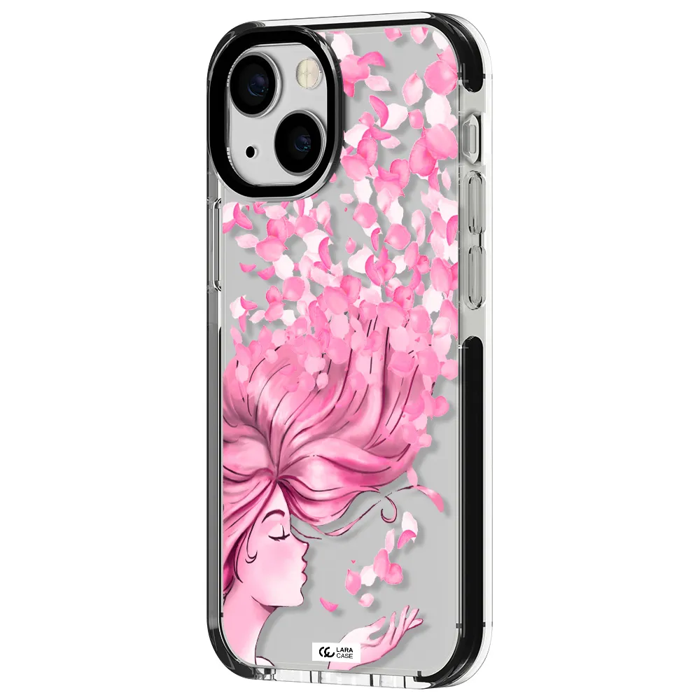 Sakura Leaves Hair Apple iPhone 15 impact black border Case