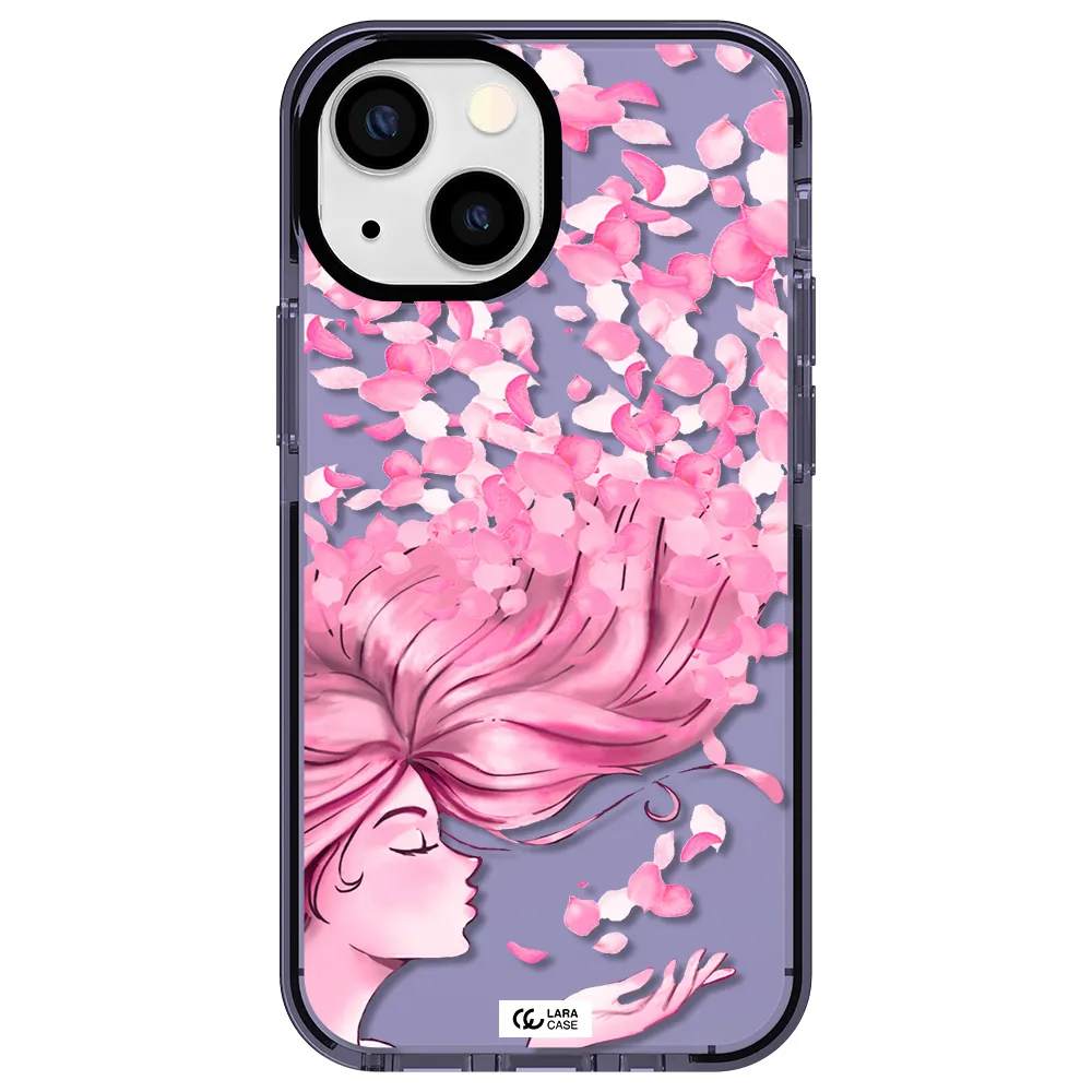 Sakura Leaves Hair Apple iPhone 15 impact Lilac Case