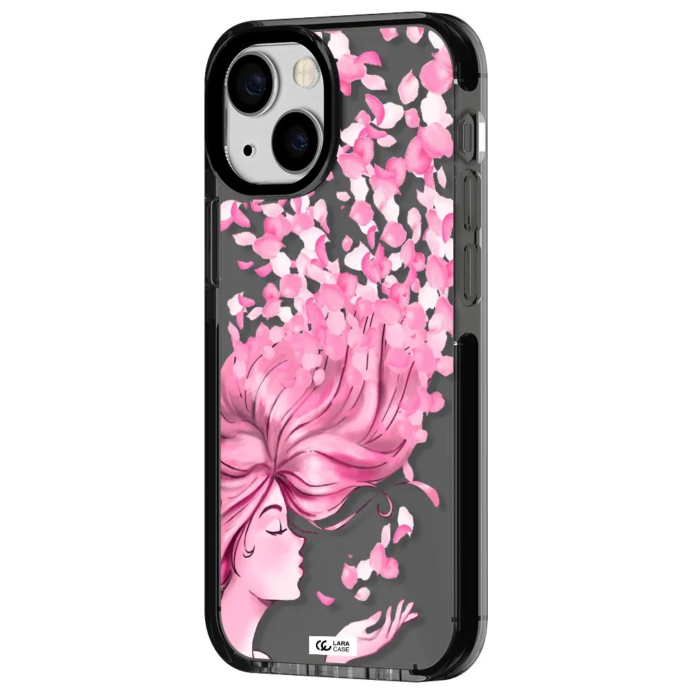 Sakura Leaves Hair Apple iPhone 15 impact Smoke Black Case