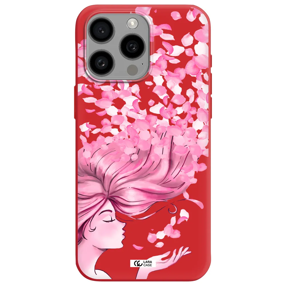 Sakura Leaves Hair Apple Iphone 15 Pro Max Silicone Imperial Red Case