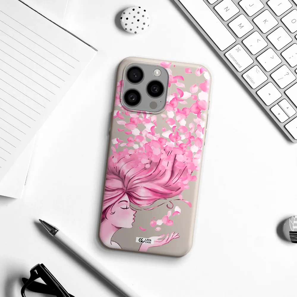 Sakura Leaves Hair Apple Iphone 15 Pro max Silicone Stone Case