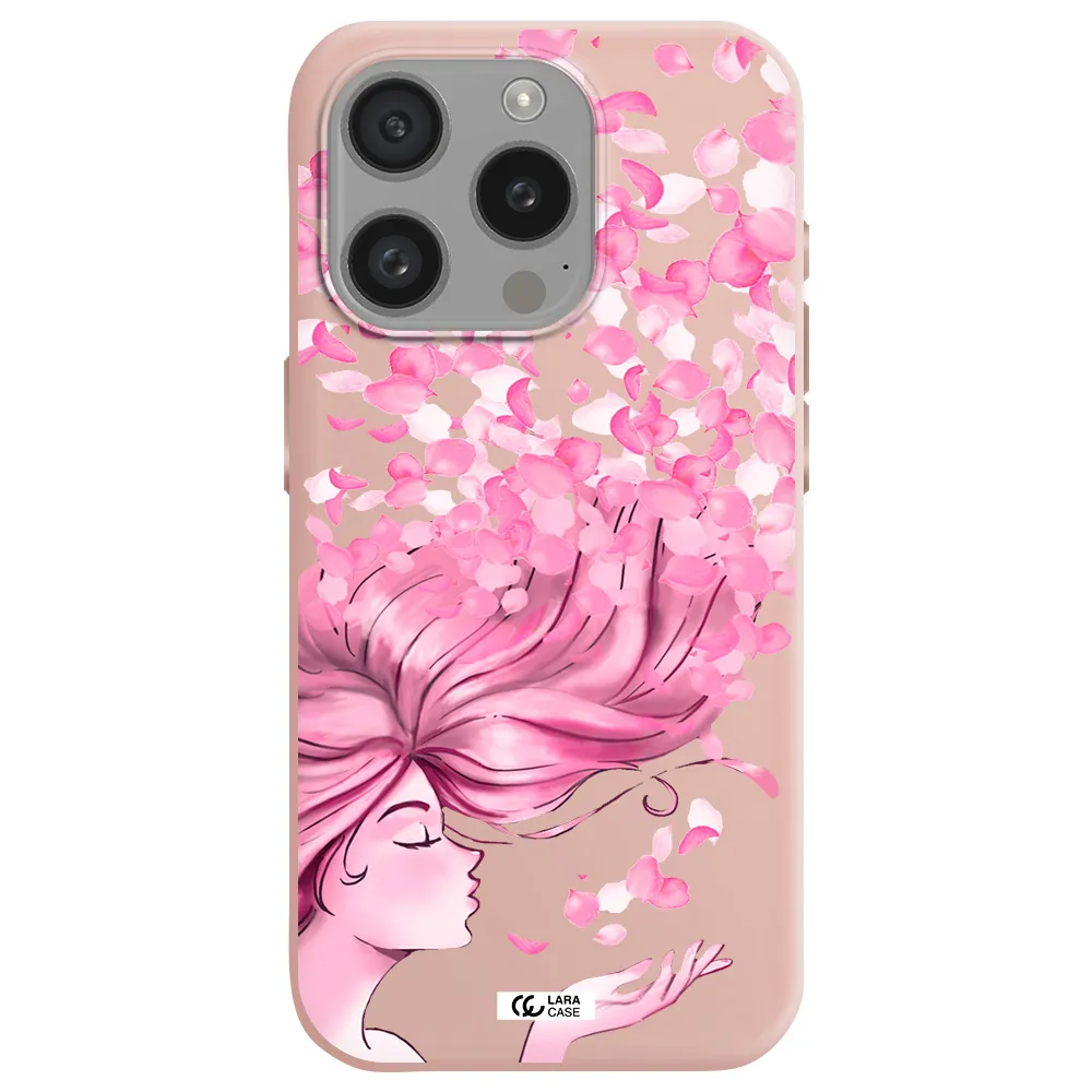 Sakura Leaves Hair Apple Iphone 15 Pro Silicone Pastel Pink Case