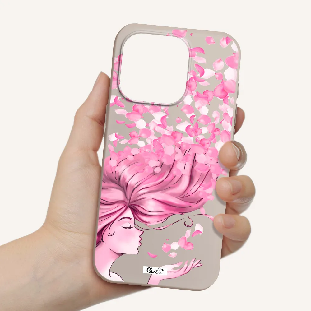Sakura Leaves Hair Apple Iphone 15 Pro Silicone Stone Case