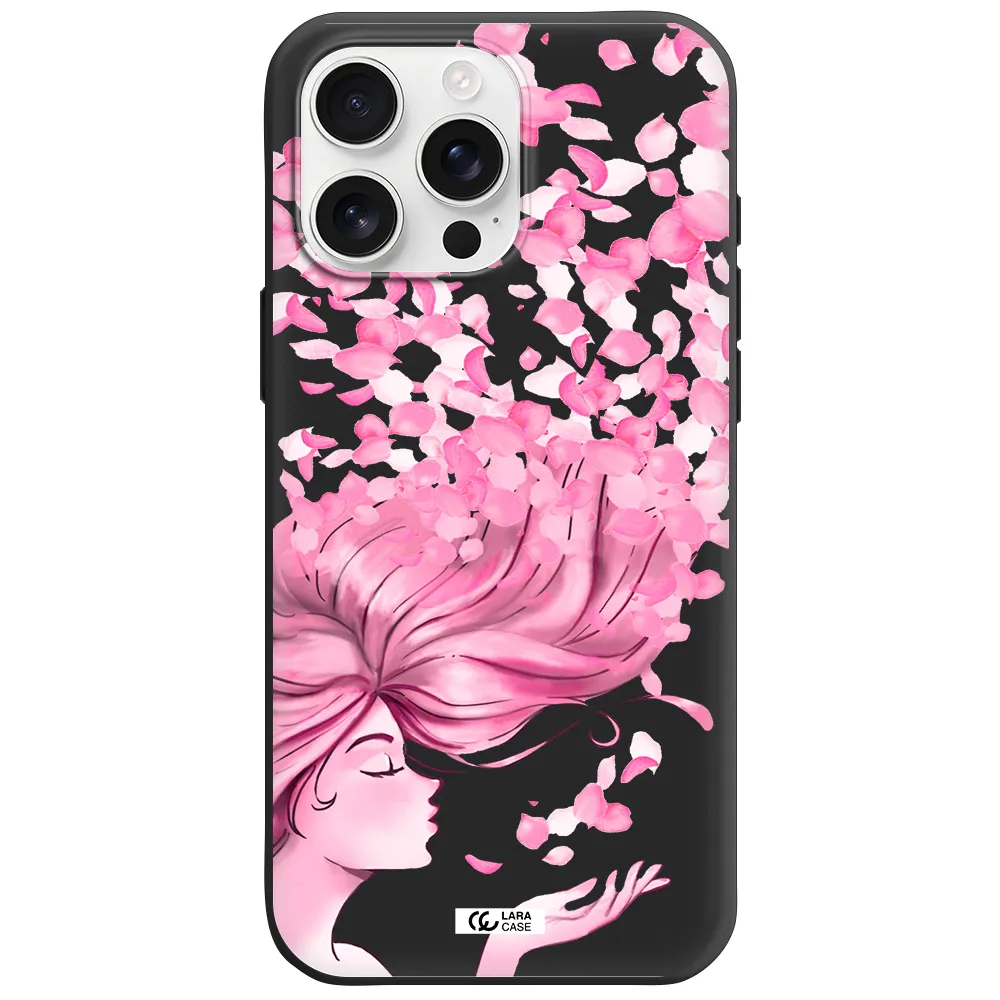 Sakura Leaves Hair Apple Iphone 16 Pro Max Silicone Black Case