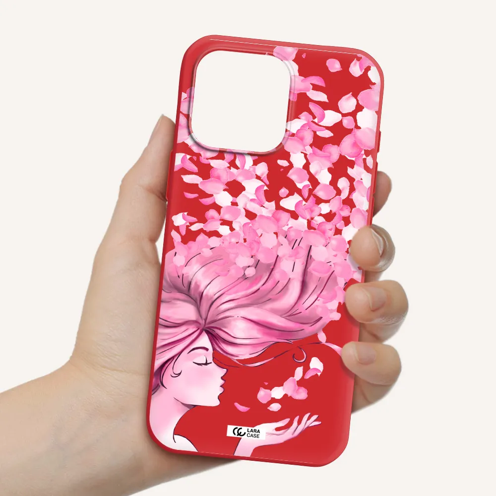 Sakura Leaves Hair Apple Iphone 16 Pro Max Silicone Stone Case