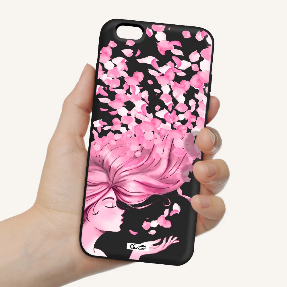Sakura Leaves Hair Apple iPhone 6 plus Silicone black Case