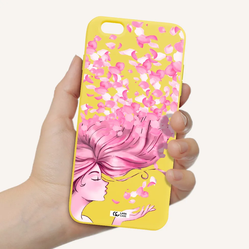 Sakura Leaves Hair Apple iPhone 6 plus Silicone canary yellow Case