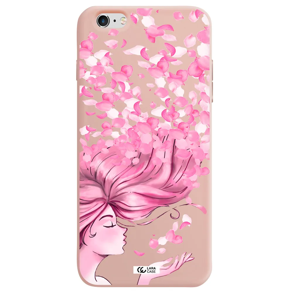 Sakura Leaves Hair Apple iPhone 6 plus Silicone pastel pink Case