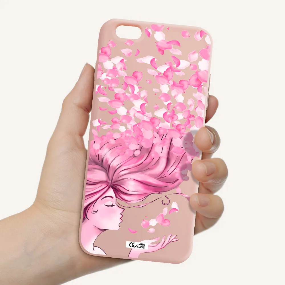 Sakura Leaves Hair Apple iPhone 6 plus Silicone pastel pink Case