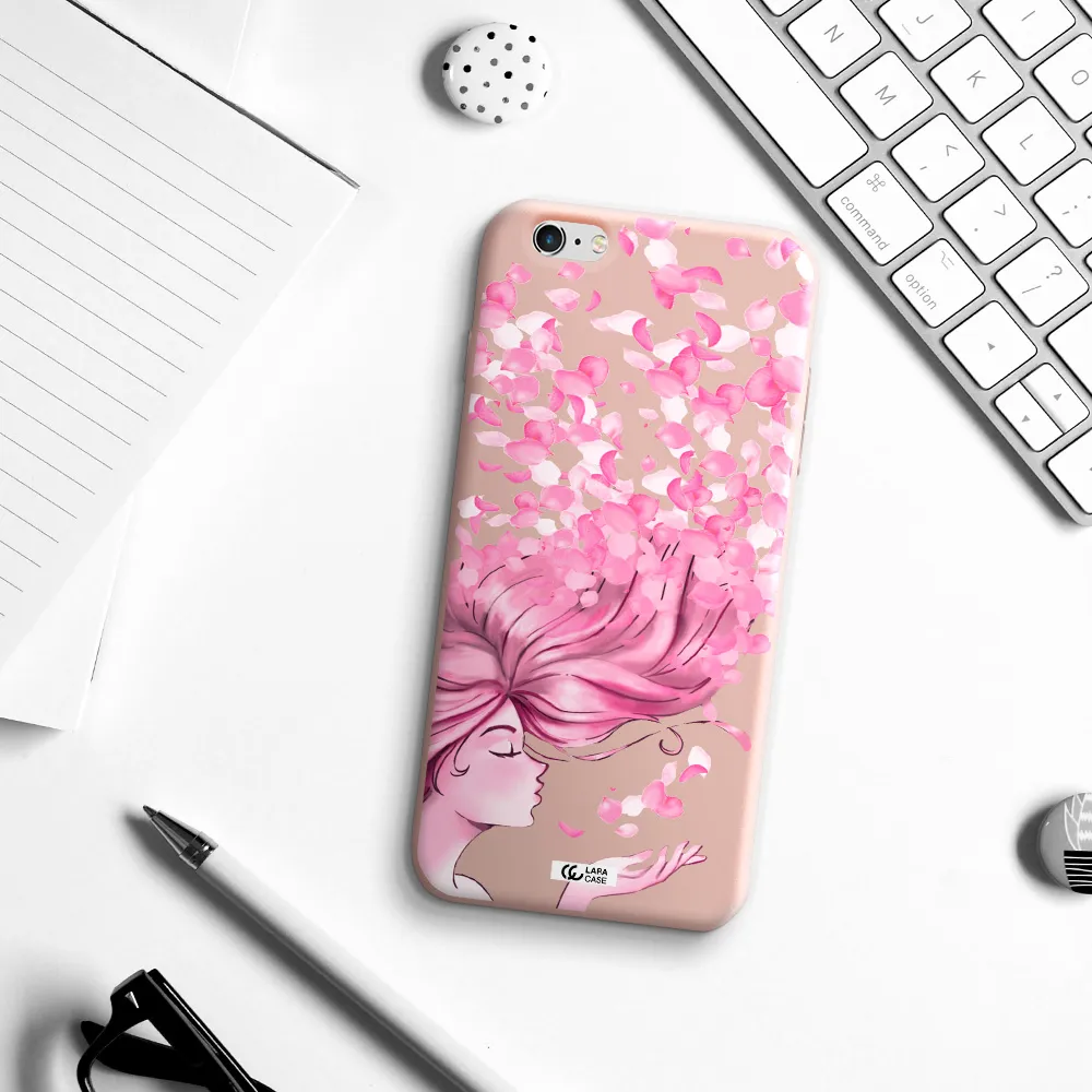 Sakura Leaves Hair Apple iPhone 6 plus Silicone pastel pink Case