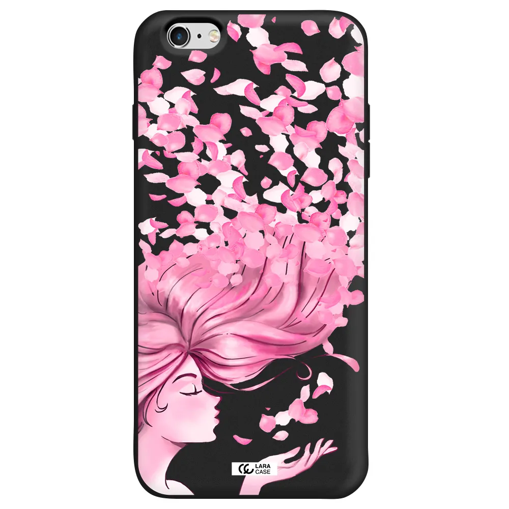 Sakura Leaves Hair Apple iPhone 6 s plus Silicone black Case