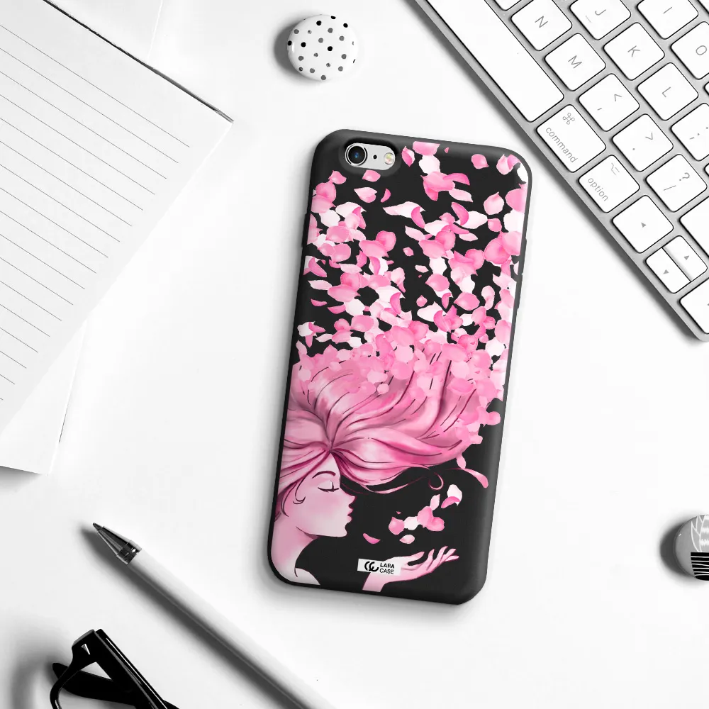 Sakura Leaves Hair Apple iPhone 6 s plus Silicone black Case