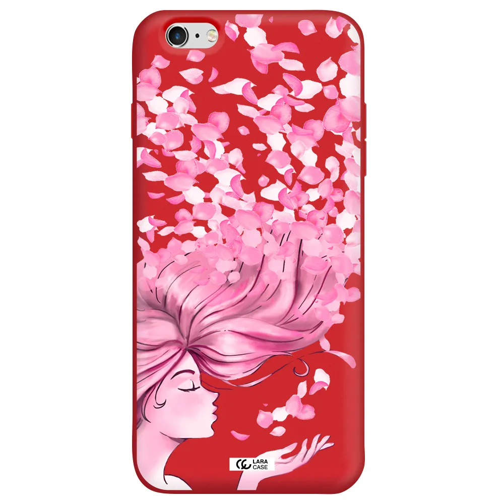 Sakura Leaves Hair Apple iPhone 6 s plus Silicone Imperial Red Case