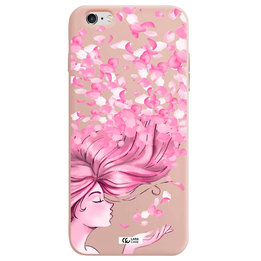 Sakura Leaves Hair Apple iPhone 6 s plus Silicone pastel pink Case