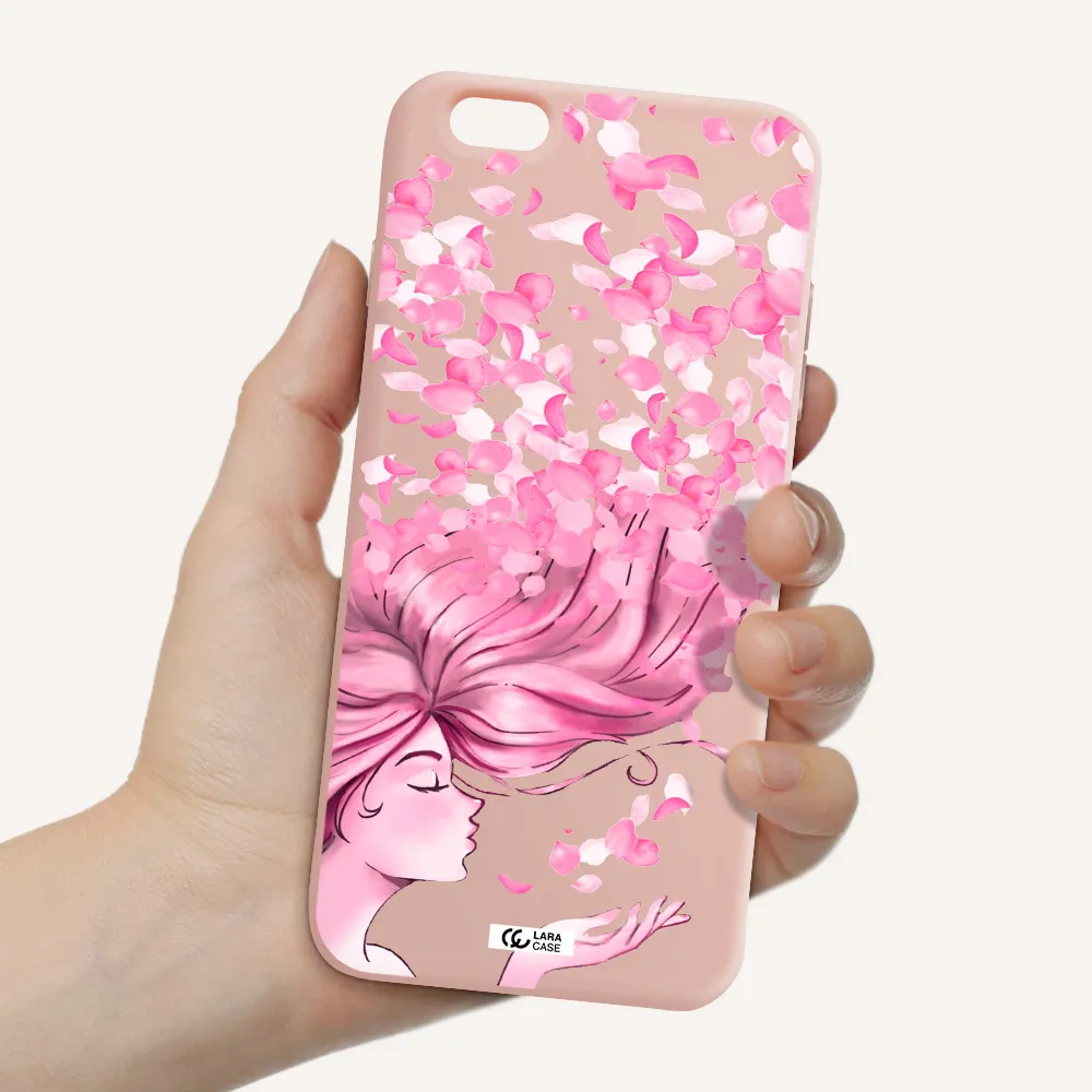 Sakura Leaves Hair Apple iPhone 6 s plus Silicone pastel pink Case