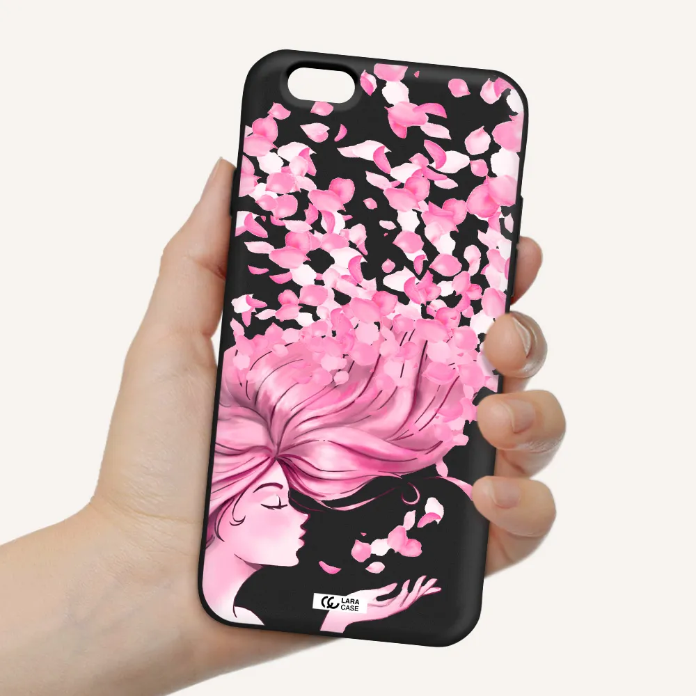 Sakura Leaves Hair Apple iPhone 6 Silicone black Case