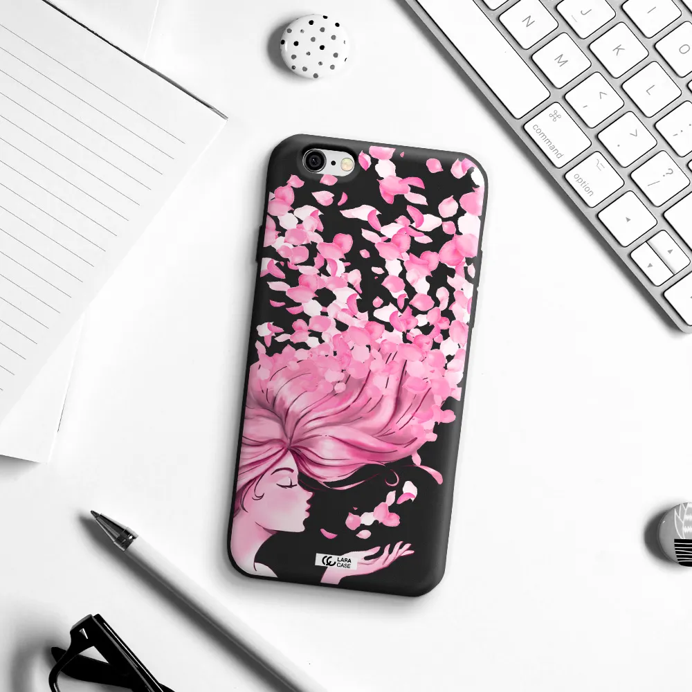 Sakura Leaves Hair Apple iPhone 6 Silicone black Case
