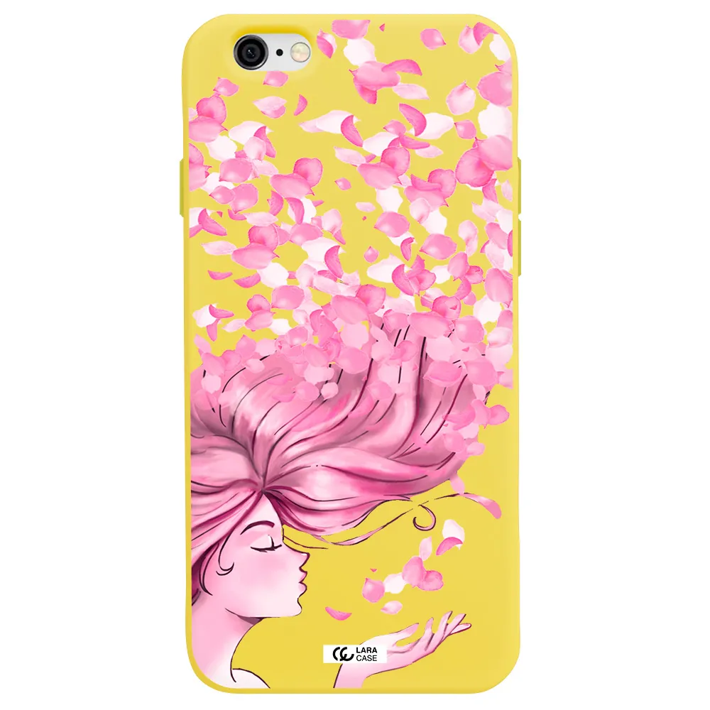 Sakura Leaves Hair Apple iPhone 6 Silicone canary yellow Case
