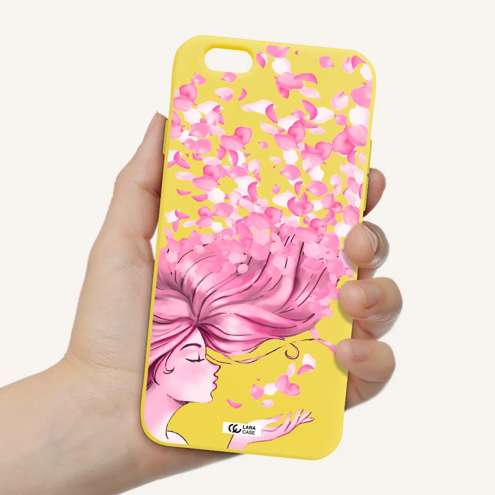 Sakura Leaves Hair Apple iPhone 6 Silicone canary yellow Case