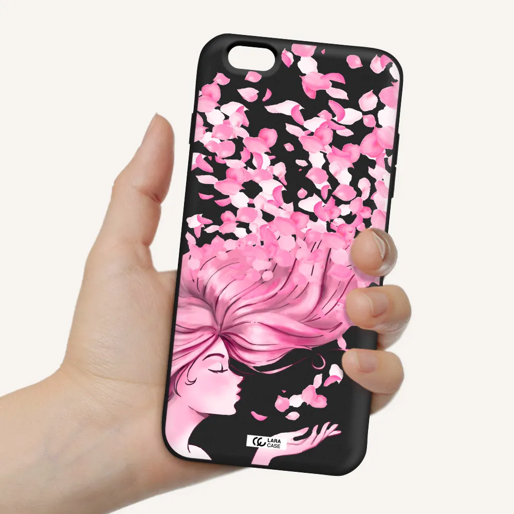 Sakura Leaves Hair Apple iPhone 6S Silicone black Case