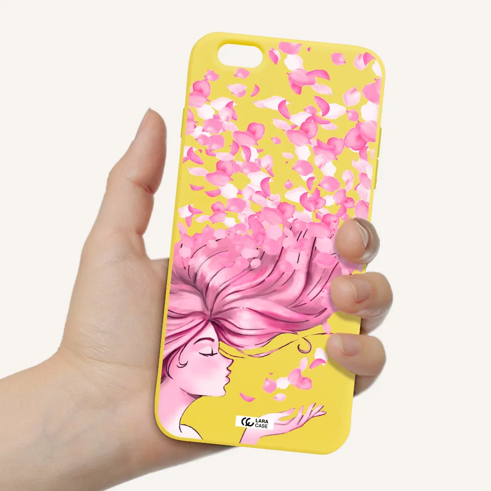 Sakura Leaves Hair Apple iPhone 6S Silicone canary yellow Case