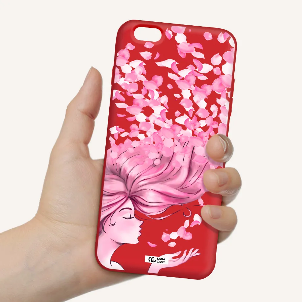 Sakura Leaves Hair Apple iPhone 6S Silicone Imperial Red Case
