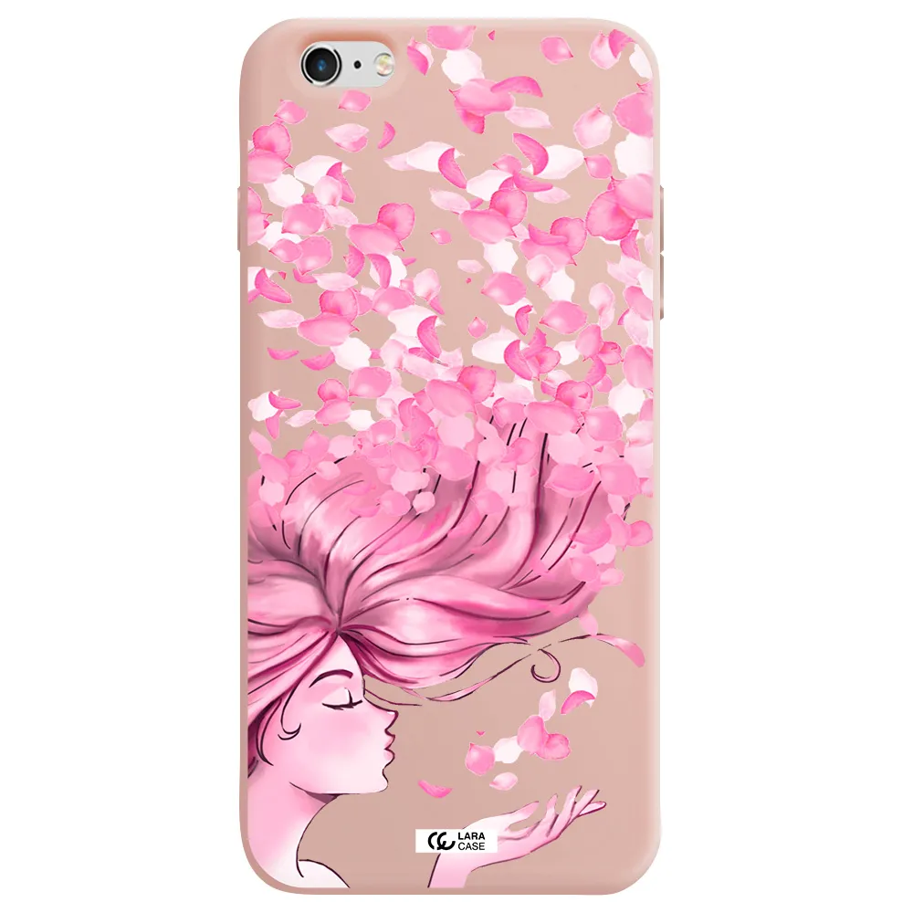 Sakura Leaves Hair Apple iPhone 6S Silicone pastel pink Case