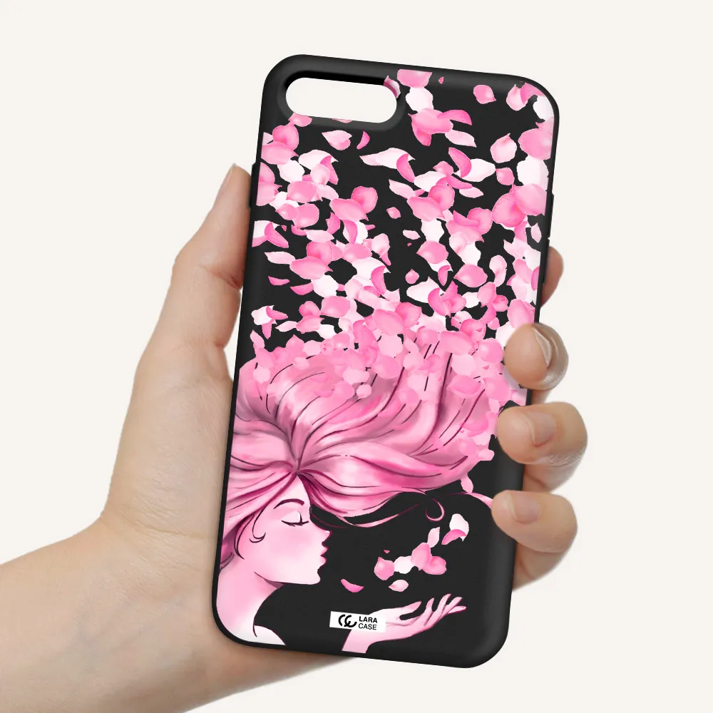 Sakura Leaves Hair Apple iPhone 7 plus Silicone black Case