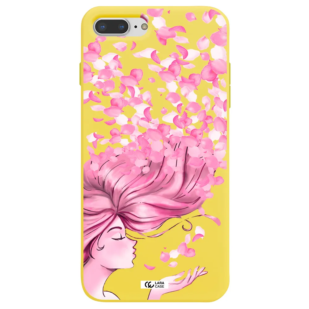 Sakura Leaves Hair Apple iPhone 7 plus Silicone canary yellow Case
