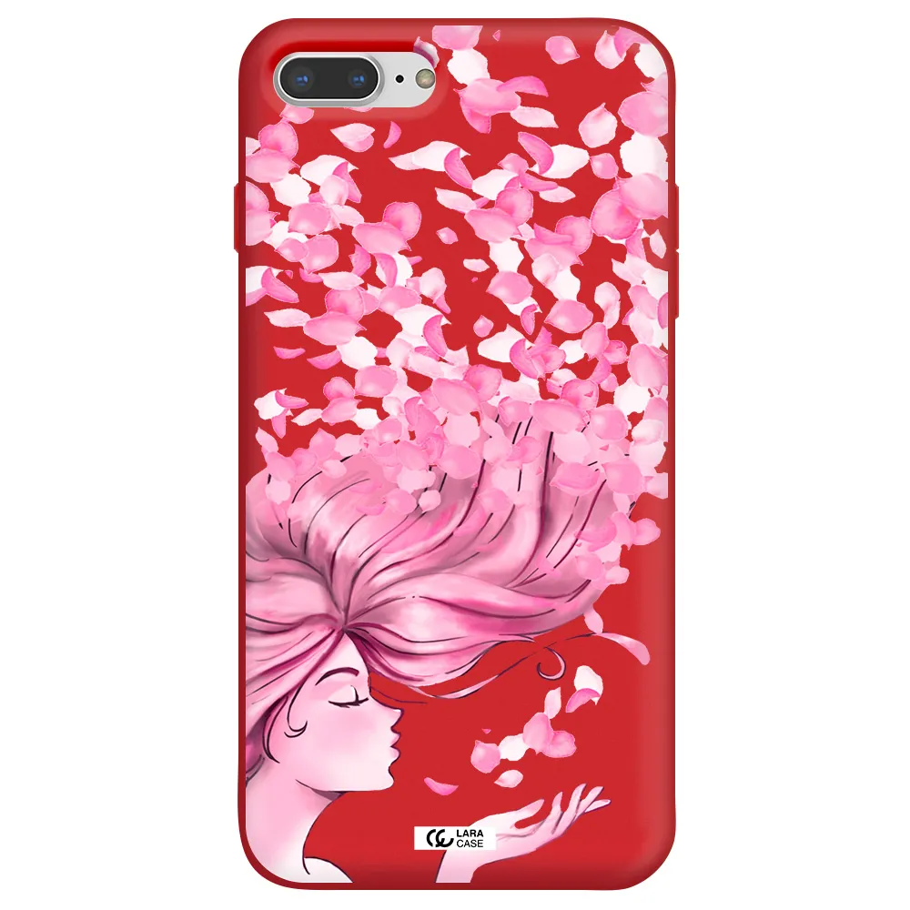 Sakura Leaves Hair Apple iPhone 7 plus Silicone Imperial Red Case