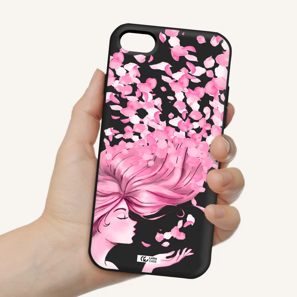 Sakura Leaves Hair Apple iPhone 7 Silicone black Case