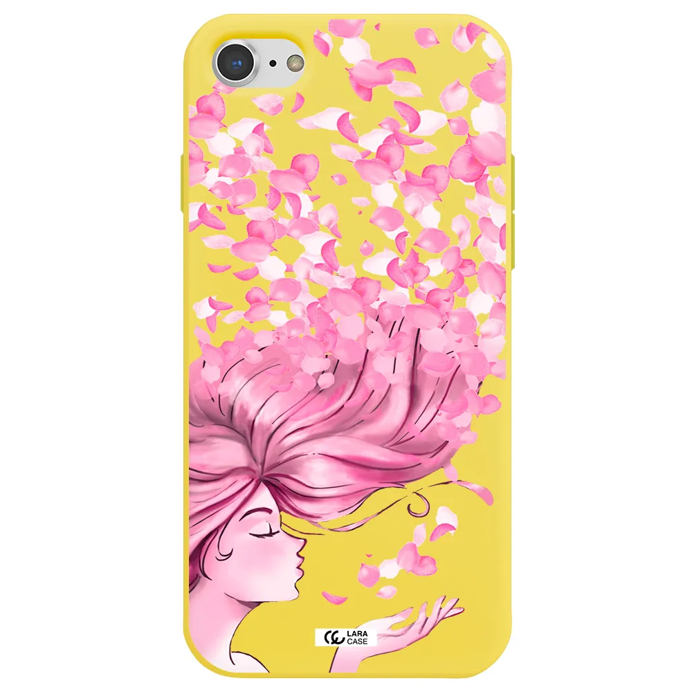 Sakura Leaves Hair Apple iPhone 7 Silicone canary yellow Case