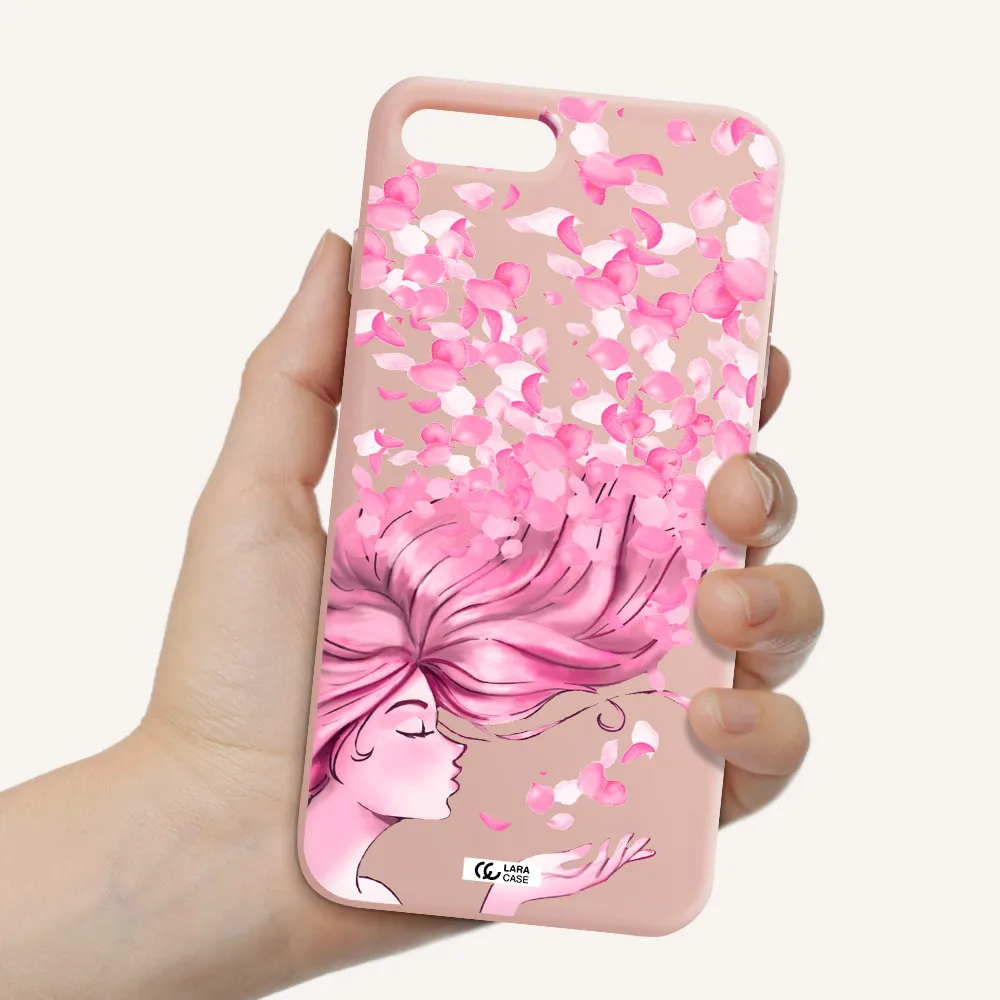 Sakura Leaves Hair Apple iPhone 8 plus Silicone pastel pink Case