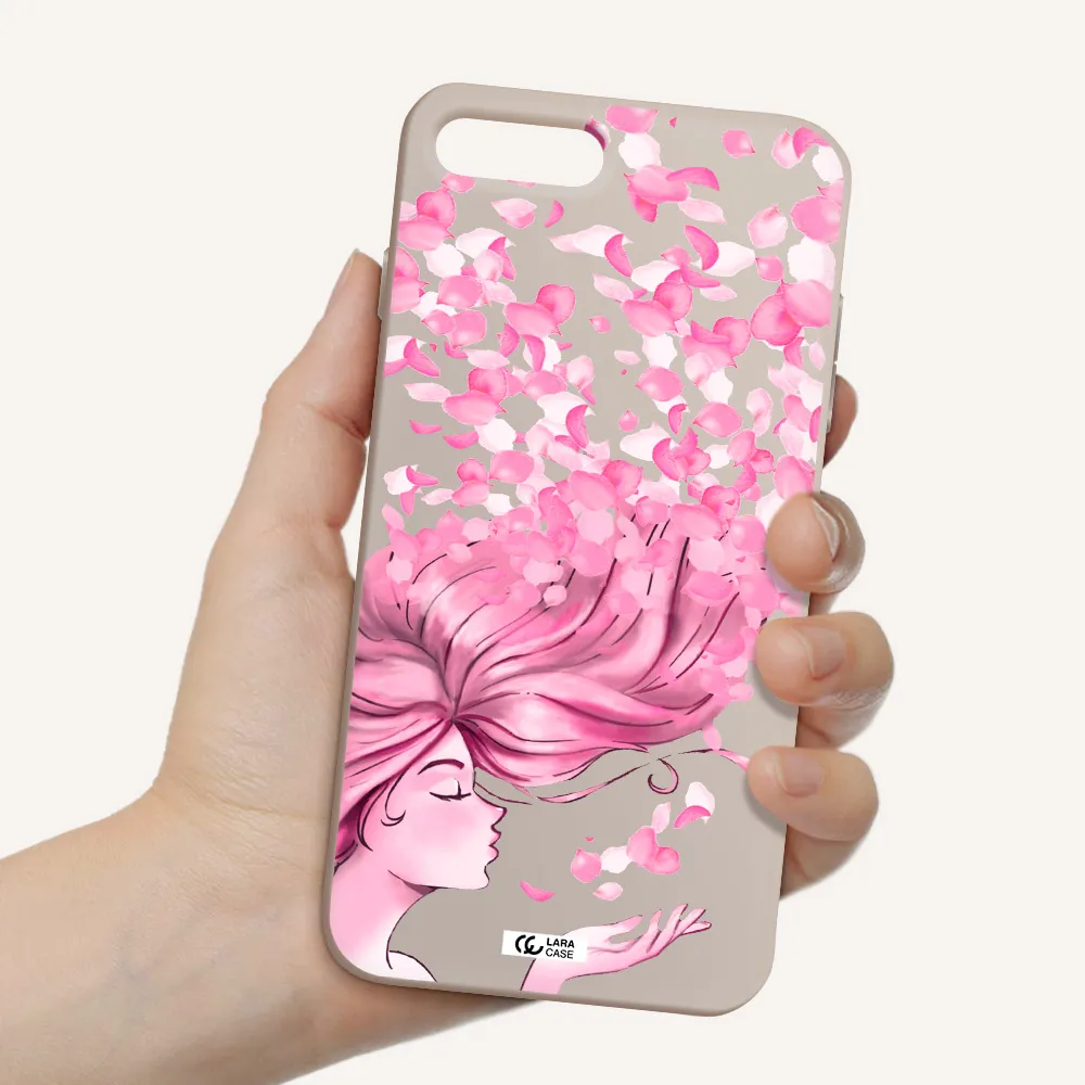Sakura Leaves Hair Apple iPhone 8 plus Silicone Stone Case