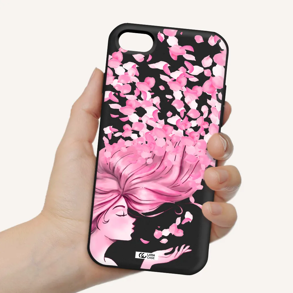 Sakura Leaves Hair Apple iPhone 8 Silicone black Case
