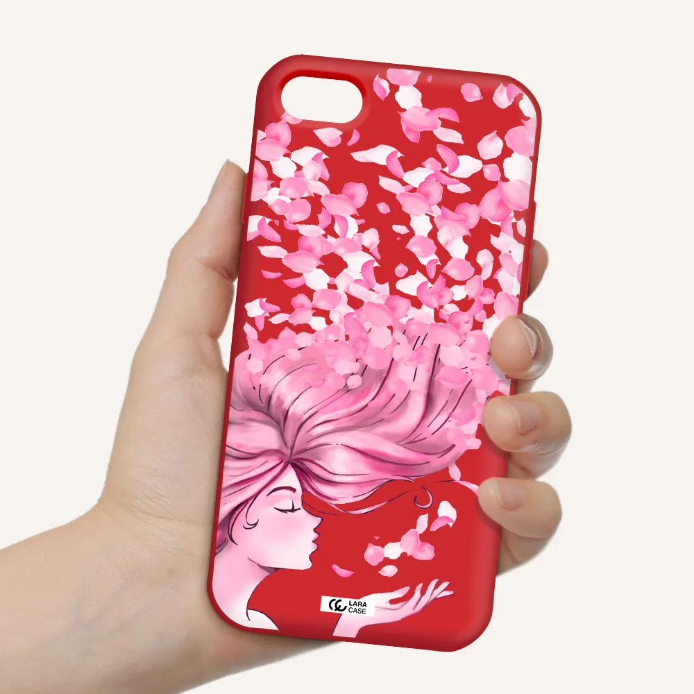 Sakura Leaves Hair Apple iPhone 8 Silicone Imperial Red Case
