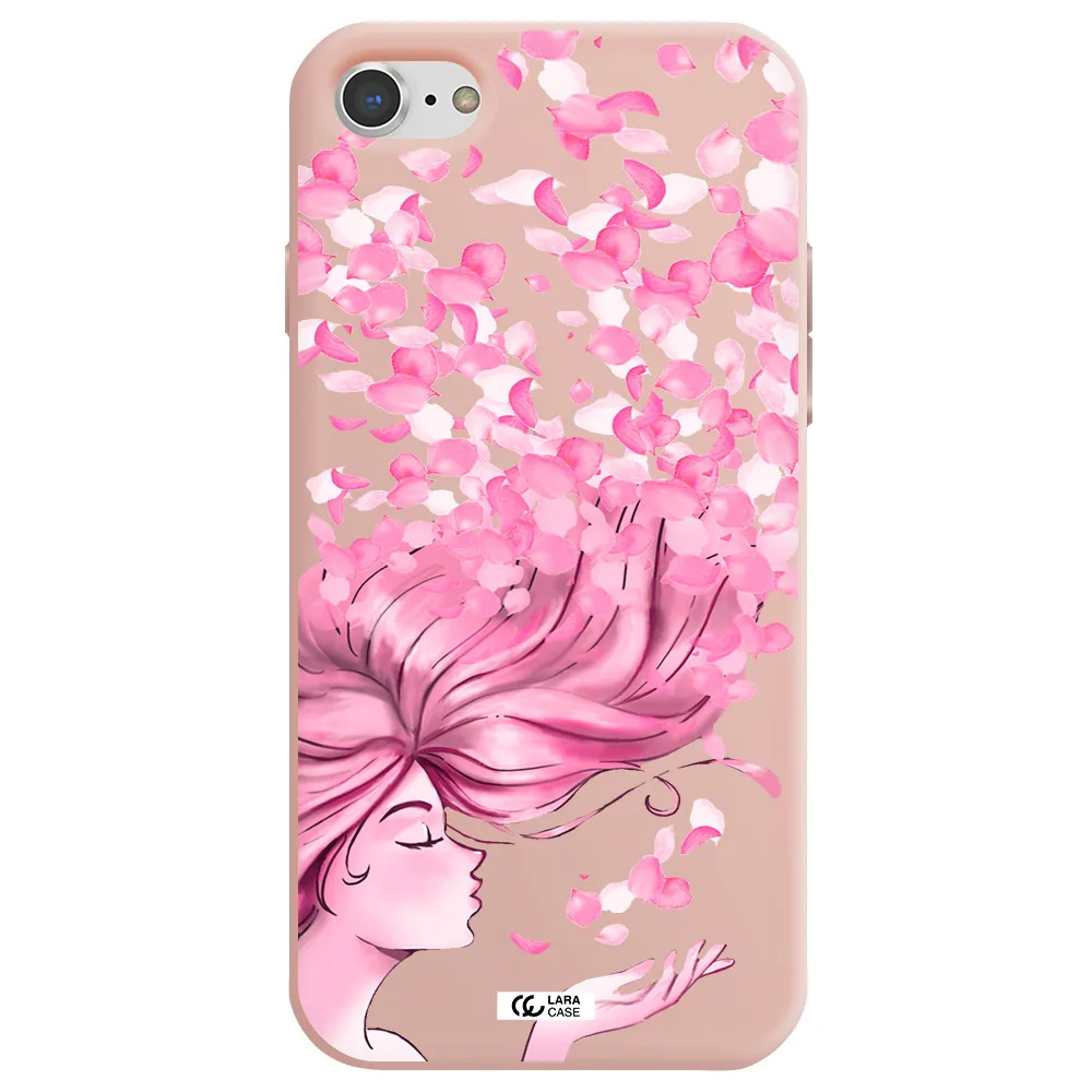 Sakura Leaves Hair Apple iPhone 8 Silicone pastel pink Case