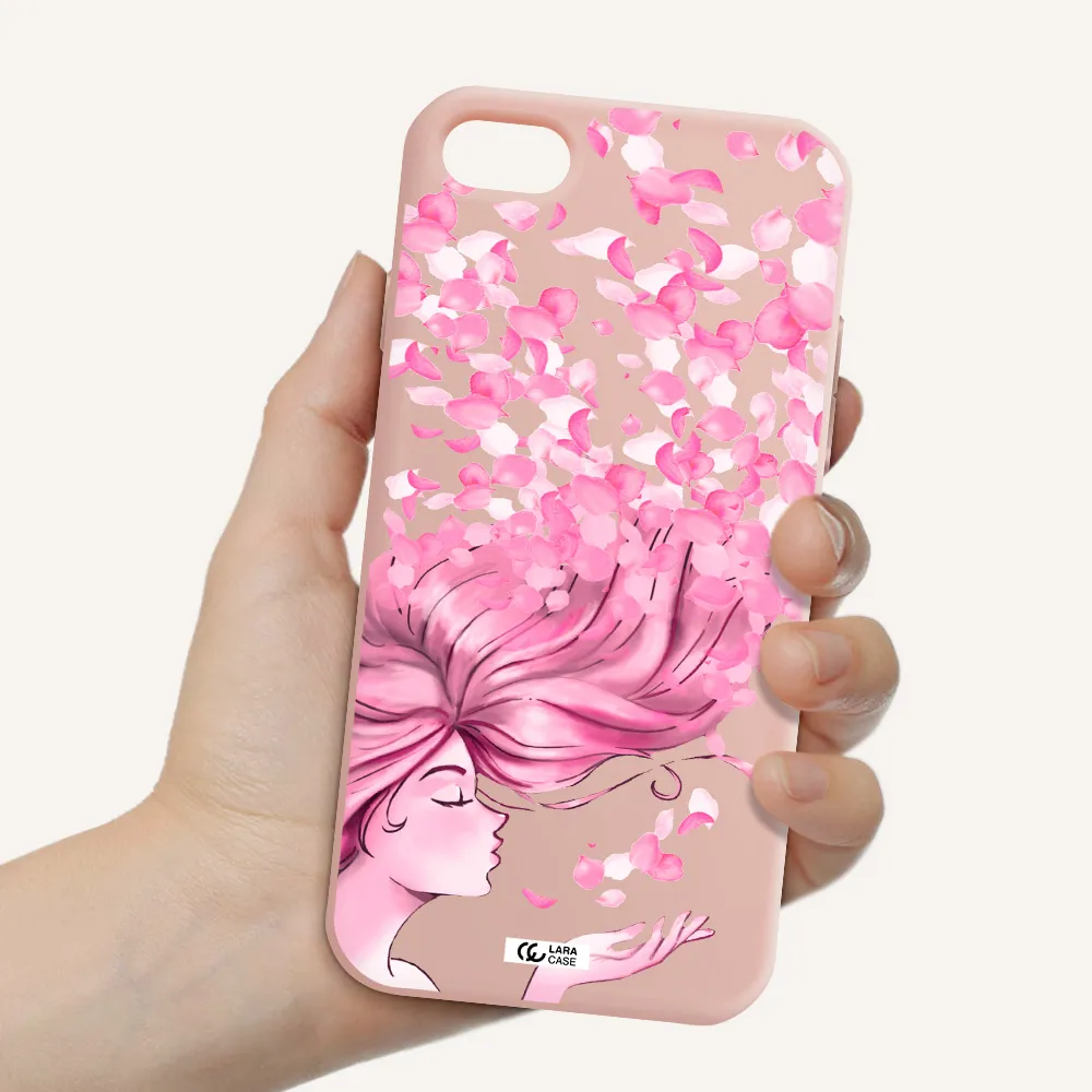Sakura Leaves Hair Apple iPhone 8 Silicone pastel pink Case
