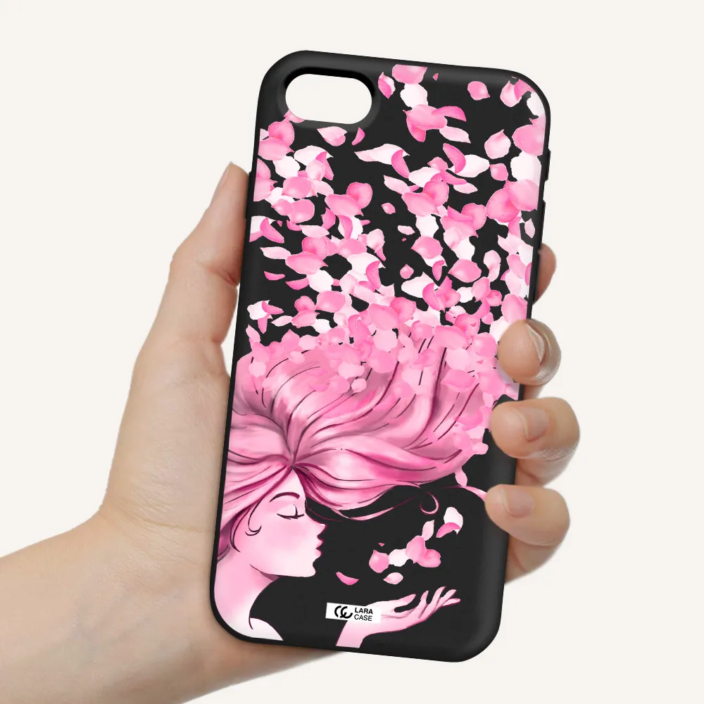 Sakura Leaves Hair Apple iPhone se 2020 Silicone black Case