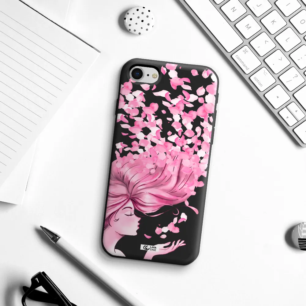 Sakura Leaves Hair Apple iPhone se 2020 Silicone black Case